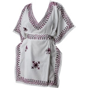 LA LEELA Women's Mini Beachwear Vacation Swim Suit Summer Bathing Suit Cover-up Short Swing Dress for Women 1X-2X White, Solid - 1 of 4