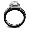 Slickblue Women's Interlocking Halo Ring, Two-Tone Black & Silver with CZ Stones, Stainless Steel, Sizes 5–10 - 3 of 4