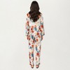 Anna-Kaci Lounge Women's 2-Piece Set Floral Satin Button Front Pajama Top with Contrast Piping and Elastic Waist Pants - 4 of 4