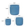 ORRD Set of 3 Antique Blue Ceramic Planters - Modern Flower Design Flowerpots with Drainage Holes for Outdoor Indoor Garden - 2 of 4