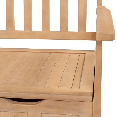 Sophie 48" Light Teak Acacia Wood Storage Bench