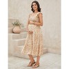 Womens Maternity Dress Summer Sleeveless Smocked Square Neck Ruffle Casual Boho Midi Dress Baby Shower Photoshoot - 4 of 4