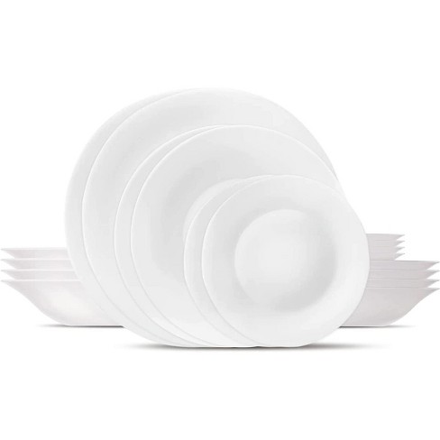 Bormioli Rocco 18 piece White Moon Dinnerware, Sets For 6, Tempered Opal  Glass Dishes, Dishwasher & Microwave Safe 