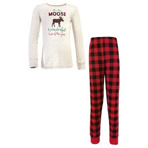 Hudson Baby Infant, Toddler and Kids Unisex Holiday Pajamas, Moose Wonderful Time Kids - 1 of 3