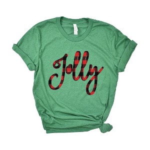 Simply Sage Market Women's Jolly Plaid Short Sleeve Graphic Tee - 1 of 4