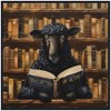 Kate & Laurel All Things Decor 30"x30" Sylvie Sheep Reading Vintage Library Framed Canvas by The Creative Bunch Beaded Black - 2 of 4