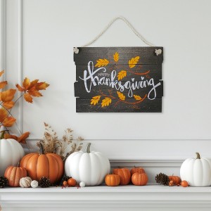 Northlight 15" Wooden 'Happy Thanksgiving' Hanging Wall Sign - 1 of 4