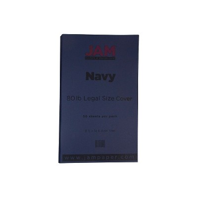 JAM Paper & Envelope Cardstock, 8.5 x 11, 80lb Navy Blue, 50 per