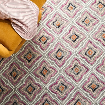 Ivory and Aqua Hand-Tufted Wool 8' x 10' Area Rug