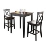 3pc Pub Dining Set with X-Back Stools Black - Crosley: Counter Height, Square Table, No Assembly Tools - 3 of 4