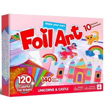 Joyfy Foil Art Kit for Kids, 10 Piece Unicorn and Princess Craft Set, Arts & Crafts Supplies, Travel Toys, Birthday Gifts for Boys & Girls Ages 4 +