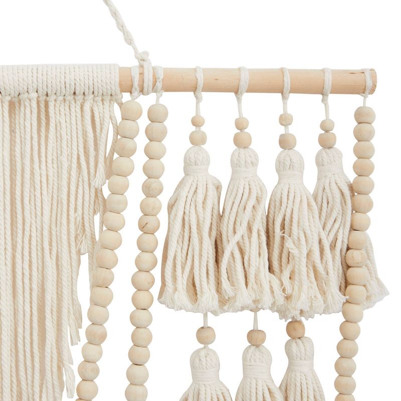 Cotton Macrame Weaved Intricately Wall Decor with Beaded Fringe Tassels - Olivia & May, 3 of 7