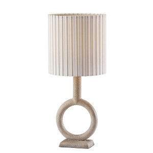 Adesso Elizabeth Table Lamp Beige: Rustic Elegance, 27.5" Height, Pleated Drum Shade, Polyresin Body, UL Listed - 1 of 3