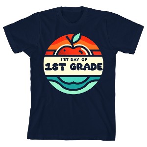 1st day of 1st Grade on Navy Short Sleeve Youth T-Shirt - 1 of 3