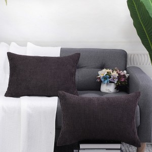 PiccoCasa Soft Corduroy Striped Throw Pillow Case with Zipper 2 Pcs - 1 of 4