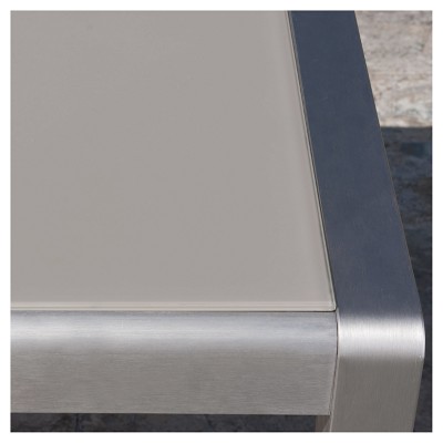 Cape Coral Rectangle Aluminum Coffee Table with Glass Top