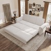 Okak 93.7" King Pull Out Sofa Bed, Velvet 3-in-1 Loveseat Bed, Convertible Sleeper Sofa with Nailhead Trim & Rolled Arm for Living Room,Bedroom, Beige - 2 of 4