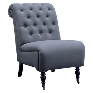 Cora Tufted Upholstered Slipper Chair - Charcoal - Linon, Grey