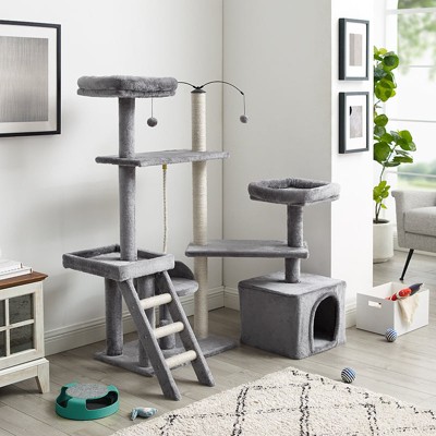 Longshot 53" Gray Multi-Tiered Cat Tree with Toys