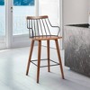 26" Micah Wood Metal Counter Height Barstool Walnut - Armen Living: Square Upholstered, Fixed Seat Height - 2 of 4