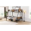 DOMETOUR Twin Over Full Metal Bunk Bed with Side Ladders, Guardrail, No Box Spring, Under Bed Storage, Easy Assembly, Black & Brown - 3 of 4