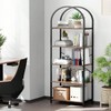 5 - Tier Bookshelf Arched Display Racks Wood and Metal Tall Bookshelf Industrial Home Office Living Room Bedroom Bathroom - 3 of 4