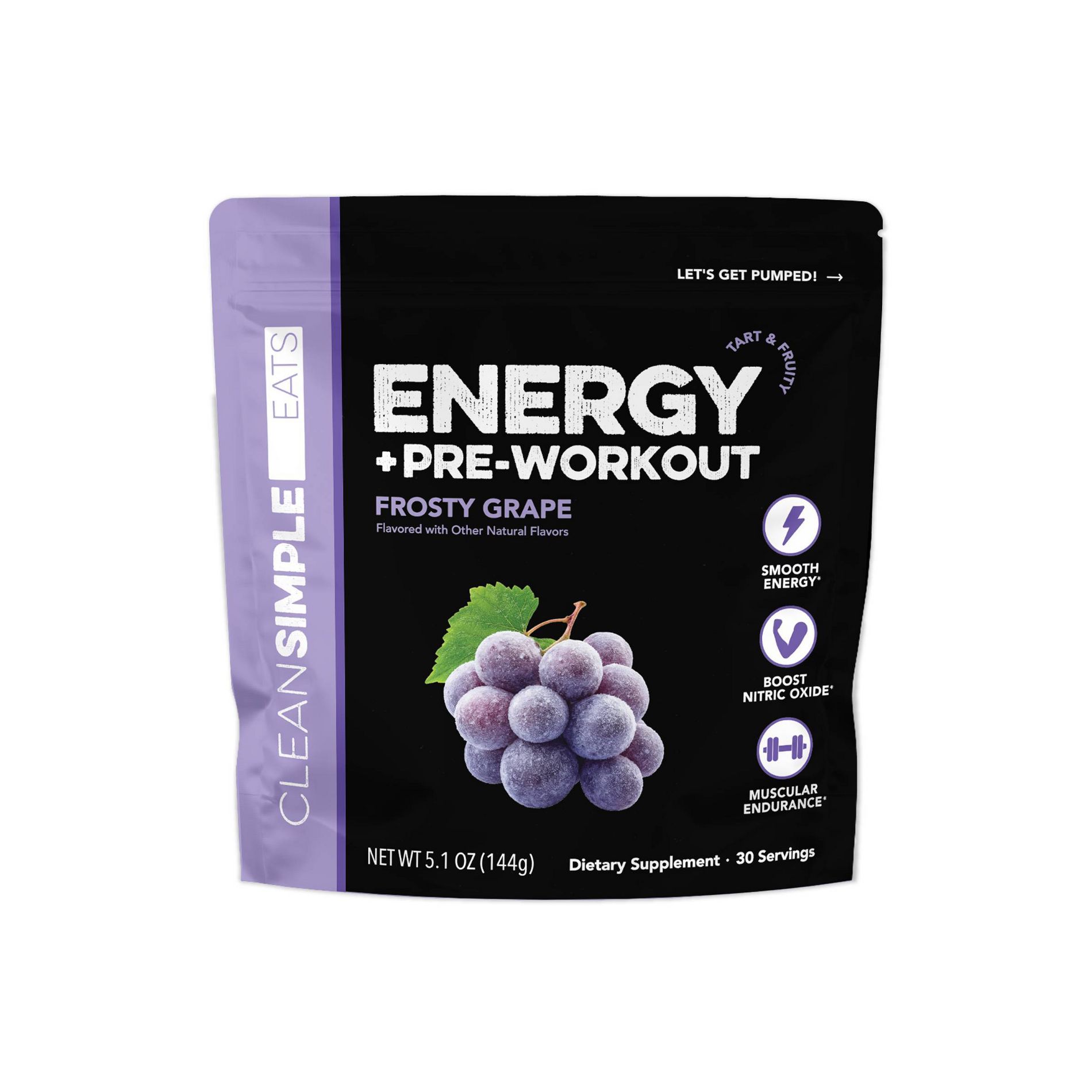 Clean Simple Eats Frosty Grape Energy + Pre-Workout Drinks - 30 Servings - 5.1oz