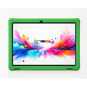 LINSAY 10.1"Octa Core  256GB Storage Android 15 Tablet with Green Kids Defender Case - 1 of 4
