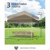 10x10 Pop Up Canopy, Outdoor Tent with Portable Roller Bag & One Button Push Setup, 3 Adjustable Height 4 Weight Bags 8 Stakes 4 Guy Ropes - 3 of 4