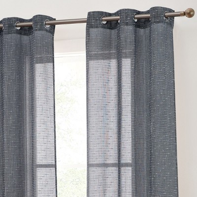 HLC.ME Emily Faux Linen Semi Sheer Light Filtering Grommet Lightweight Window Curtains Drapery Panels, Set of 2