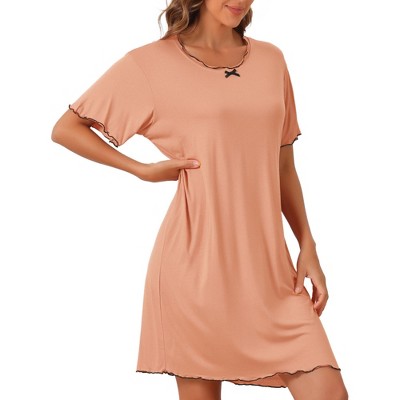 cheibear Women's Ruffled Short Sleeve Bow-Knot Soft Short Nightgowns
