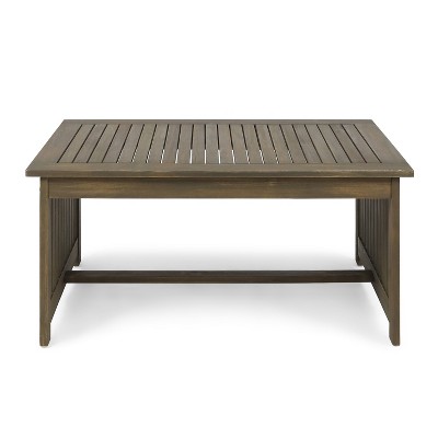 Vynxaria Patio Coffee Tables - 40" Grey Acacia Wood Outdoor Table