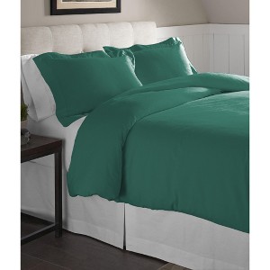 Pointehaven 175 GSM 100% Cotton Superior Weight Flannel Solid or Print Oversized Duvet Set - 1 of 4