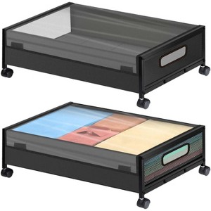 Under Bed Storage with Wheels, 2 Pack Rolling Under-Bed Storage Containers with Clear Lids, Low Profile Storage Bins for Clothes, Blankets - 1 of 4