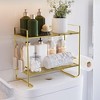 Over Toilet Storage Shelf, 2-Tier Bathroom Storage Organizer with 2 Hooks, Paper Holder, Metal Space Saving Multi-Purpose Toilet Tank Organizer Rack - 4 of 4