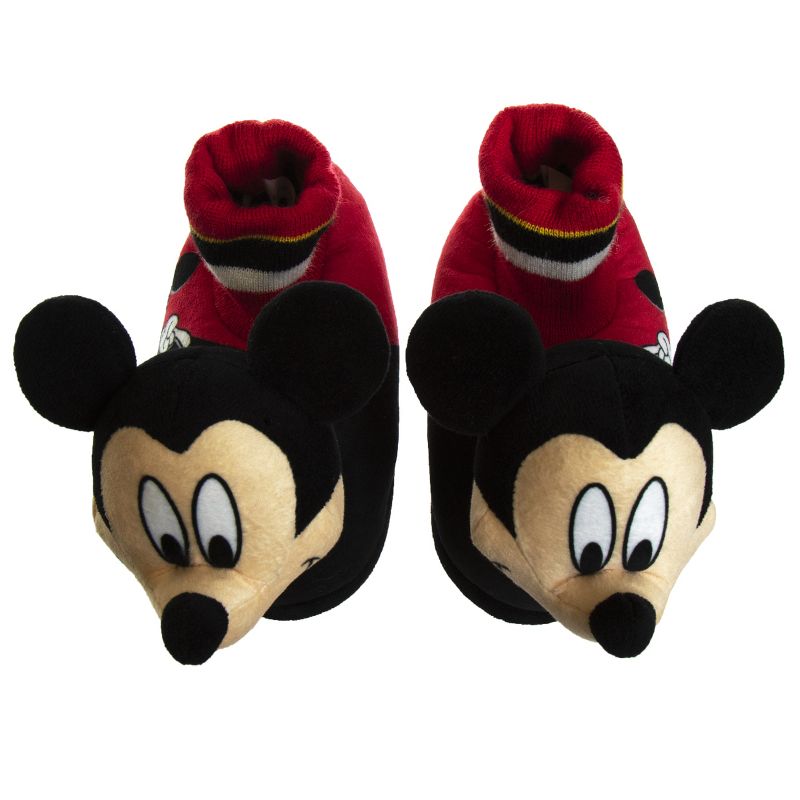 Disney Mickey Mouse 3D slippers - House Shoes Plush Lightweight Warm indoor Comfort Soft Aline - Red/Black 3D (size 5-12 Toddler - Little Kid), 4 of 8