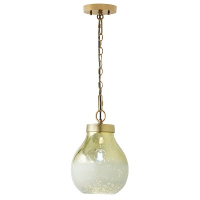 Gold and Cream Ombre Mercury Glass Bell Pendant Light