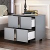 Elegant Nightstand With Metal Handle, Mirrored Bedside Table With 2 Drawers, Bedside Cupboard, Sofa Couch Side Table For Bedroom - 2 of 4