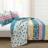 Emily Boho Stripe Reversible Quilt & Sham Set Turquoise - Lush Décor - image 2 of 4