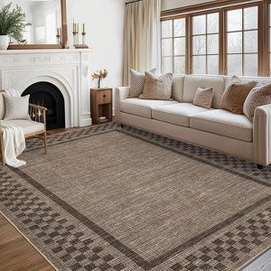 Acekool Checkered Rug - Soft Machine Washable & Non-Slip, Easy Care Low Profile Border Mat for Kitchen Hallway Door - 1 of 4