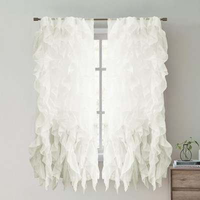 Chic Sheer Voile Vertical Ruffled Tier Window Single Panel Curtain by Sweet Home Collection®