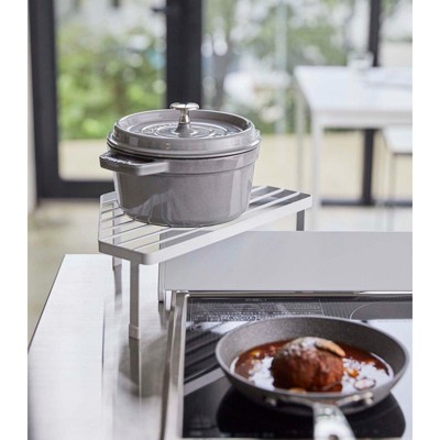 Black Steel One-Tier Corner Stove Top Rack