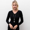 Long Necklaces for Women Waterdrop Pendant Sweater Layered Y Statement Bohemian Silver Chain Necklace with Gifts Box Jewelry - 2 of 4
