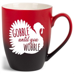 Elanze Designs Gobble Until You Wobble Two Toned Ombre Matte Red and Black 12 ounce Ceramic Stoneware Coffee Cup Mug - 1 of 4