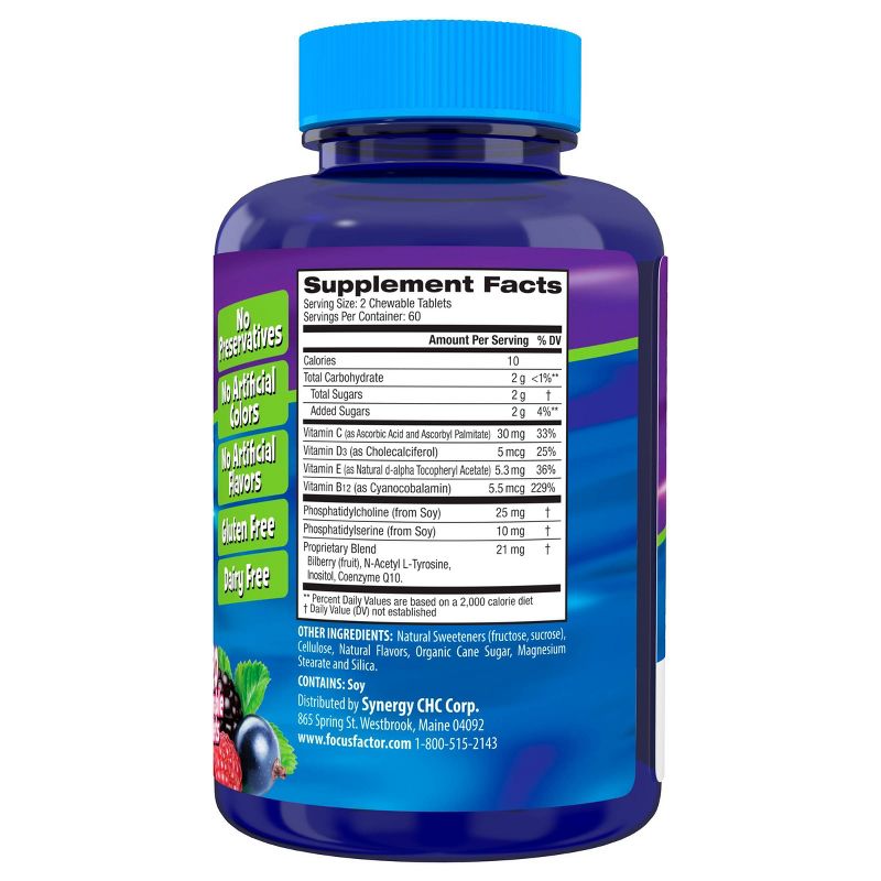 Focus Factor Kids Extra Strength Brain Vitamin Daily Chewables - 120ct, 3 of 5