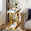 Hommoo Modern End Table, Faux Marble Side Table Bedside Accent Table - 3 of 4