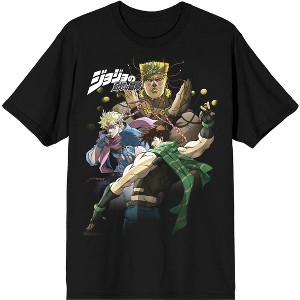 Mens Jojo's Bizarre Adventure Anime Cartoon Black Graphic Tee Shirt - 1 of 1