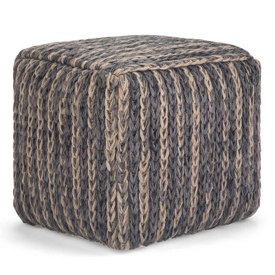 Morell Cube Pouf Natural/Blue - WyndenHall