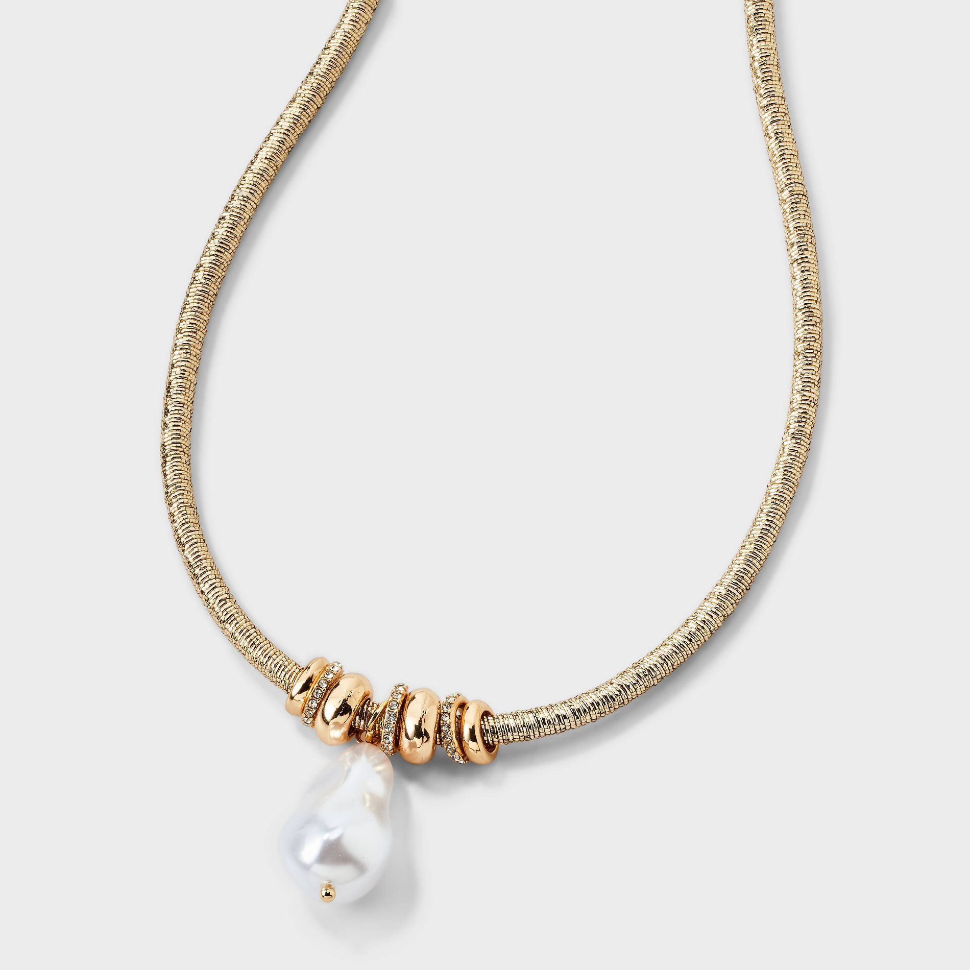 Pearl Pendant Snake Cord Necklace - A New Day™ Gold