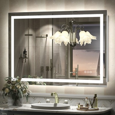 Apmir Super Bright Front & Back LED Lighted Anti-Fog Tempered Glass Bathroom/Vanity Mirror with ETL & 3-Year Warranty